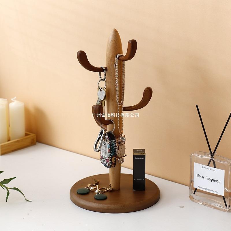 户钥匙桌挂架创架意入仙人掌实木收纳盒SBF进门口面置物玄关钥匙