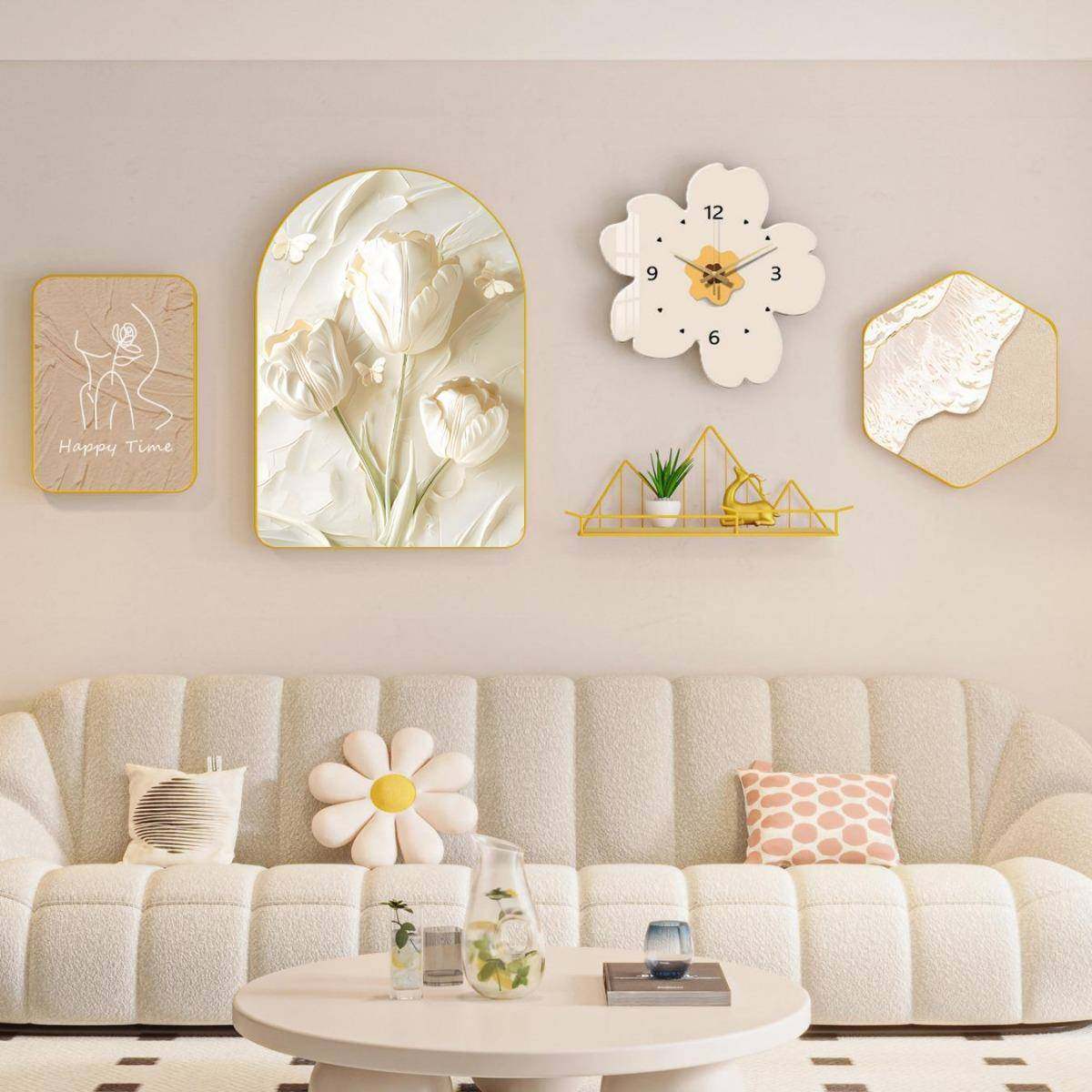 北欧厅小花表挂画新网红沙发背客景3-A1墙壁画现代简客约款厅装饰