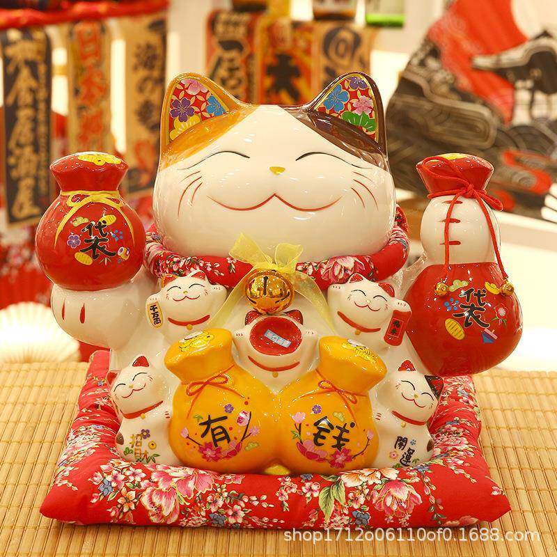 大特号招财猫礼品店铺开业礼物瓷陶存钱罐客厅居家HF19005装饰发