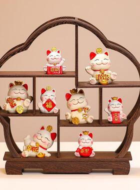 中式古风博古架翅小多猫宝阁招财开鸡业大吉摆件办公室乔迁木博古