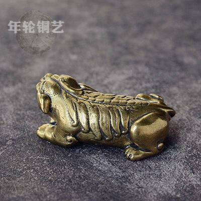 黄铜麒麟摆件桌面茶几神纸品BJ29兽摆貅饰镇装饰貔麒麟饰品摆件手