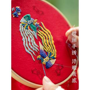 ?E0PB饰材刺绣手diy料包首木盒成品结婚礼物工F76776M5立体自绣敦