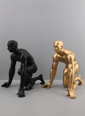 北黑色铁欧TRK饼人起跑摆件样板房售楼部室书卧房客人厅餐厅桌面