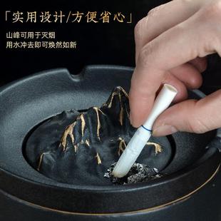 新中式烟灰缸带盖防飞陶瓷缸创个性灰化办公意室烟灰烟RBF缸室内