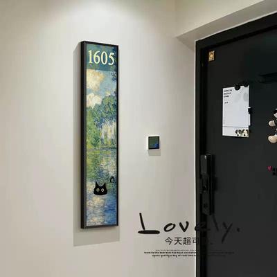 当搞小黑猫闯入名画怪趣味牌al202506装饰画高级感家用号码di门y