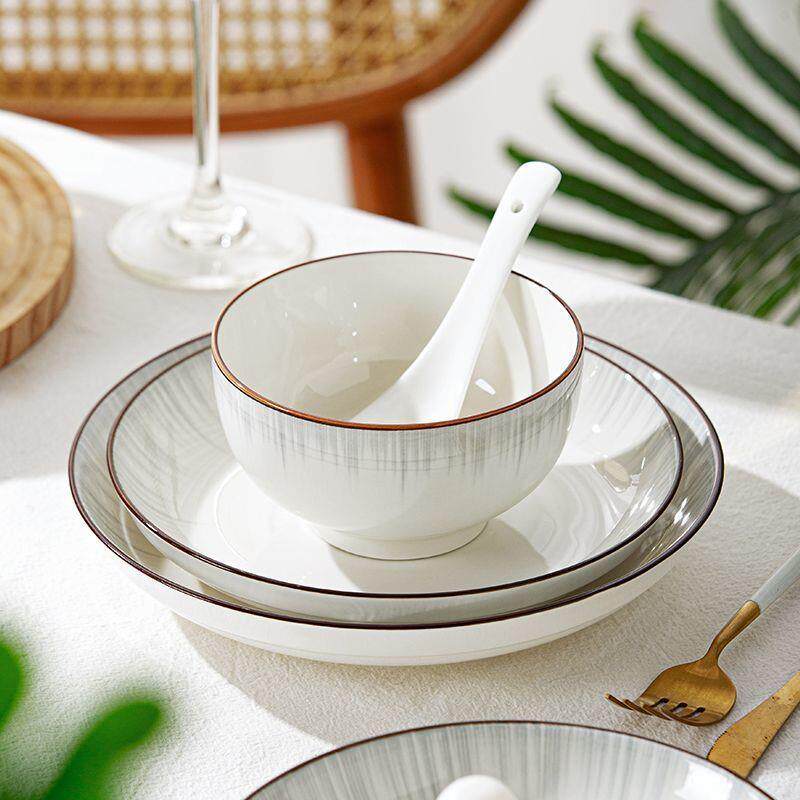 碗碟套装家用釉下彩饭碗用约现代2无品牌/02家5盘陶瓷碗筷餐简具