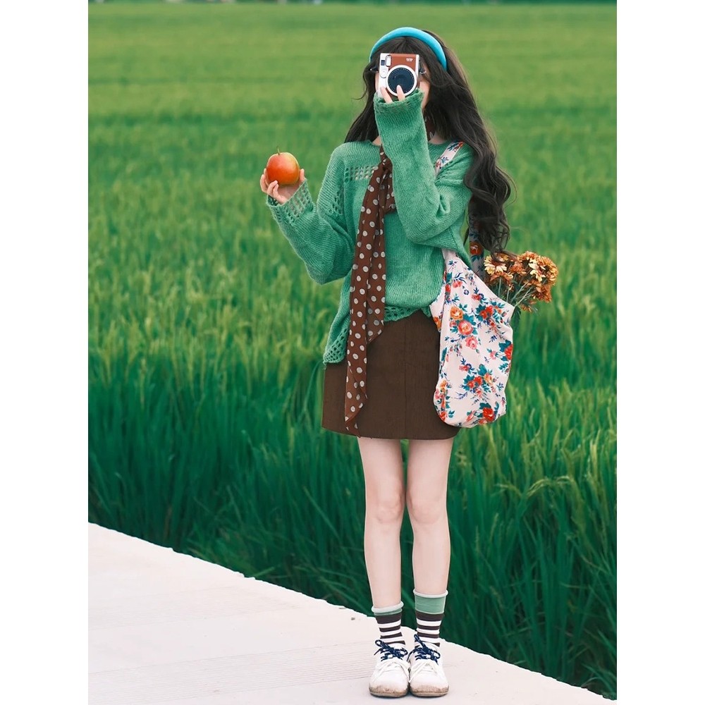 早秋2025新款森系穿搭一整套巨好看田园风小个子独特漂亮套装裙子