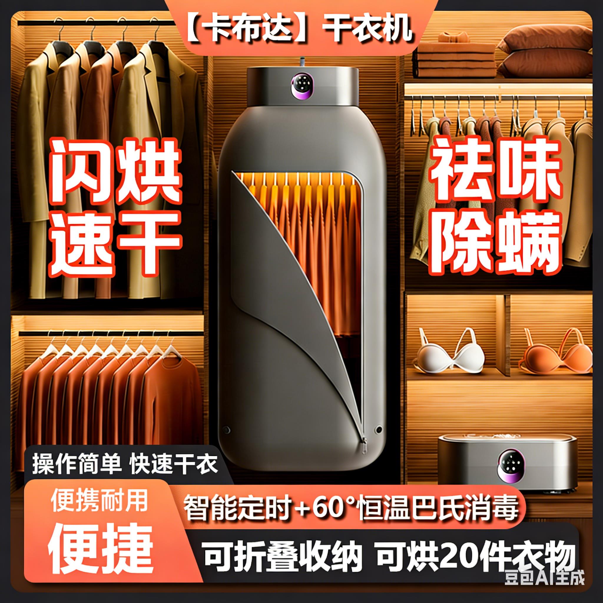 智能可携式烘干机旅行小型速烘衣机烘衣服宿舍迷你烘干衣架暖被机