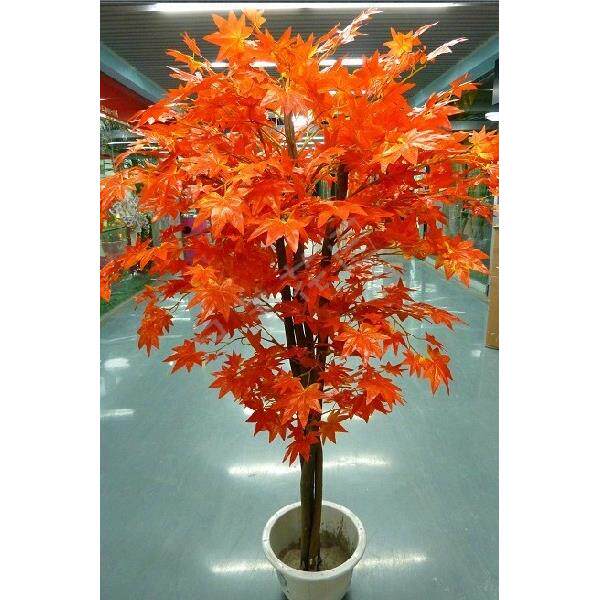彷真红枫盆树栽植客厅装饰盆景假花塑料田园掌柜推荐