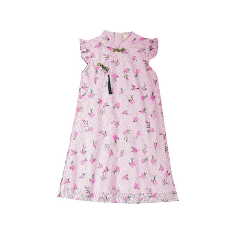 女童旗袍碎花连衣裙2025夏季新款仙女汉服中国风洋气薄碎花公主裙