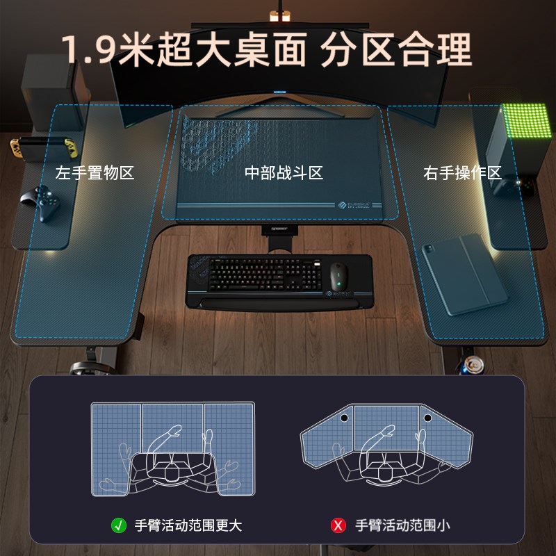 赛途光翼守卫家用电动升降桌双电机转角大桌面电竞桌台式电脑桌