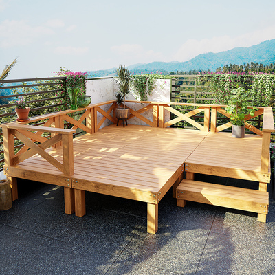 户外防腐木露台地板地面铺设露天花园布置阳台自铺榻榻米庭院地台