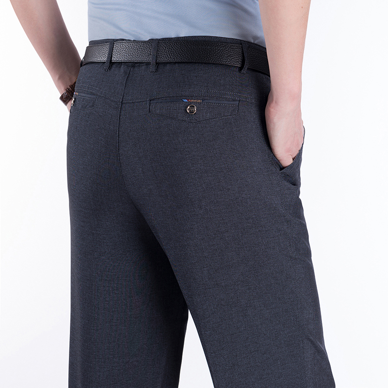 中老年男士休闲裤夏季薄款长裤子直筒高腰夏裤宽松爸爸装夏天男裤