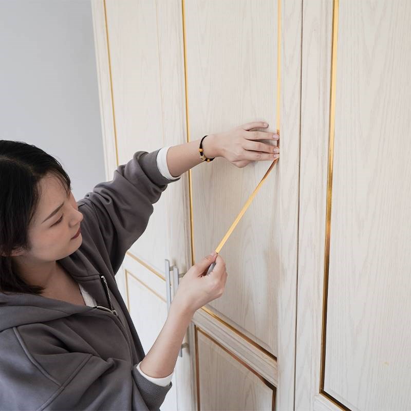 金色衣柜贴纸金边卧室门改造美边条橱柜门柜子边框装饰条自粘美缝图片