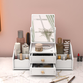 卧室梳妆台化妆镜带收纳盒一体多功能宿舍小清新防水护肤品置物架