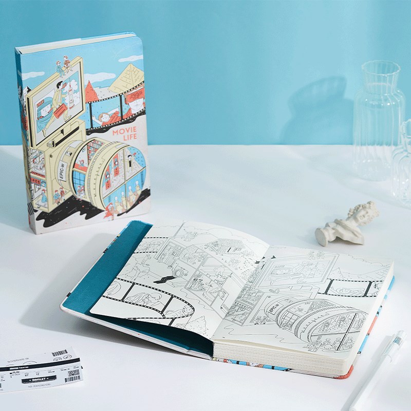 言仓文创电影人生手帐文艺清新记事本彩色插画精装生日创意礼物