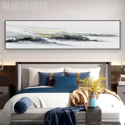 网红2022新款锦绣山背河新式风景挂画客厅装饰画横版中沙发景墙壁