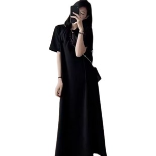 高个子加长版连衣裙女夏季175微胖170到脚踝大码长裙超长款t恤裙