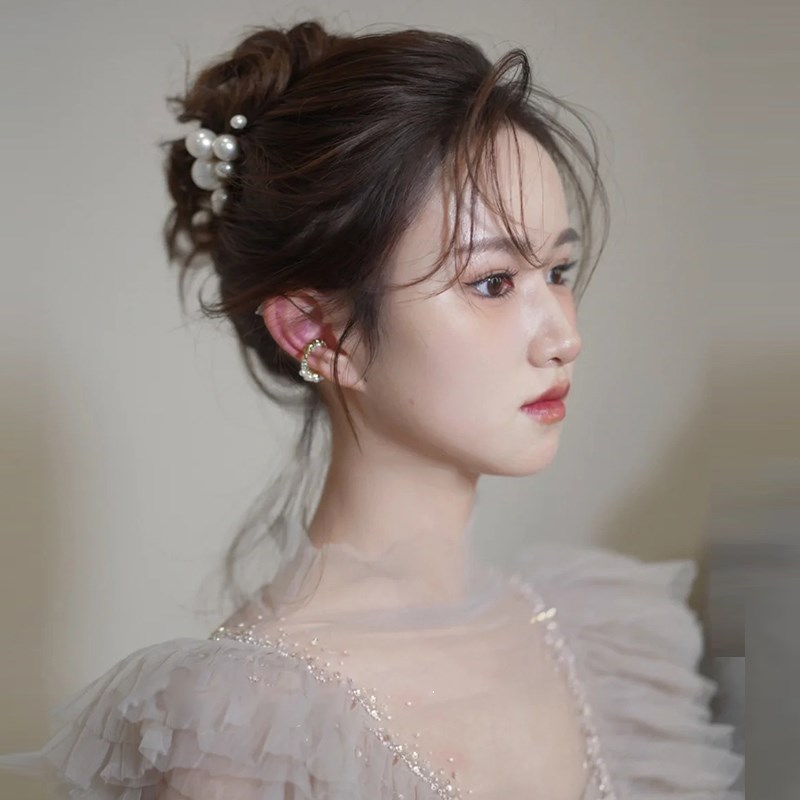 新款新娘头饰U形小清新发叉大小珍珠发簪唯美婚纱发饰品U型夹结婚