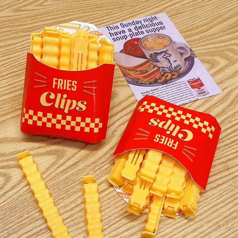 薯条封口夹子可爱卡通多功能磁吸冰箱贴食品零食袋茶叶防潮密封夹