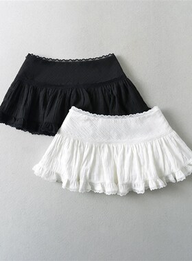 BM MICN芭蕾风少女蕾丝边蛋糕裙性感风褶皱短裙女有内衬半身裙