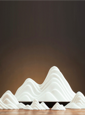 创意白瓷假山微景观盆景鱼缸造景陶瓷中式家居客厅玄关枯山水摆件