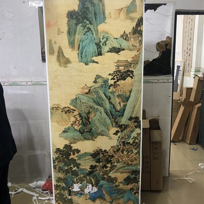 仇英桃源仙境图画心国画工笔山水人物画高清复制66.7X175cm原大