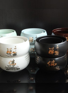 陶瓷碗禅莲花钵盂圆钵窑变僧人居士碗钵传统文化素食碗米饭碗单个