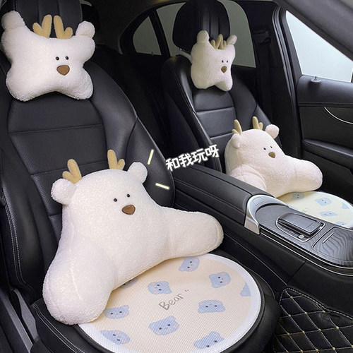 汽车内用头枕腰靠车载座椅颈椎护颈抱枕卡通可爱女靠垫一对靠枕