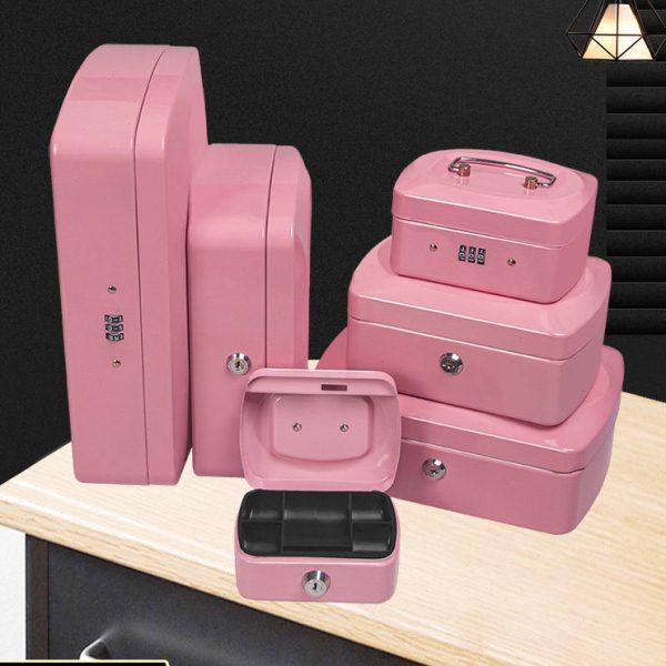 带锁铁盒手提小箱子密码盒收纳盒保险储物盒零钱证件收银箱储蓄罐