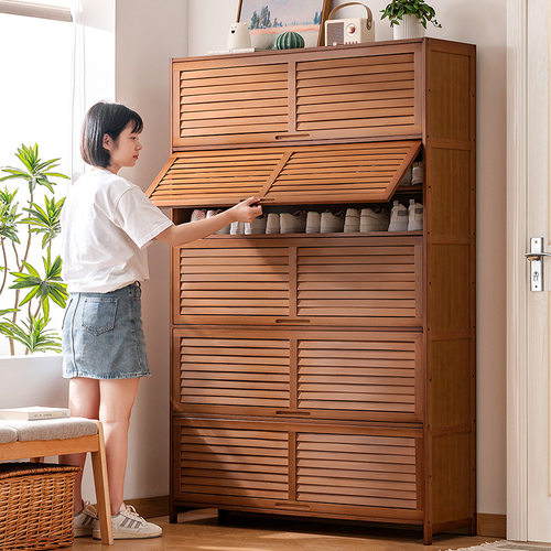 鞋柜高款立式入户柜一体门口玄关柜门外走廊用鞋架子多层带门鞋架