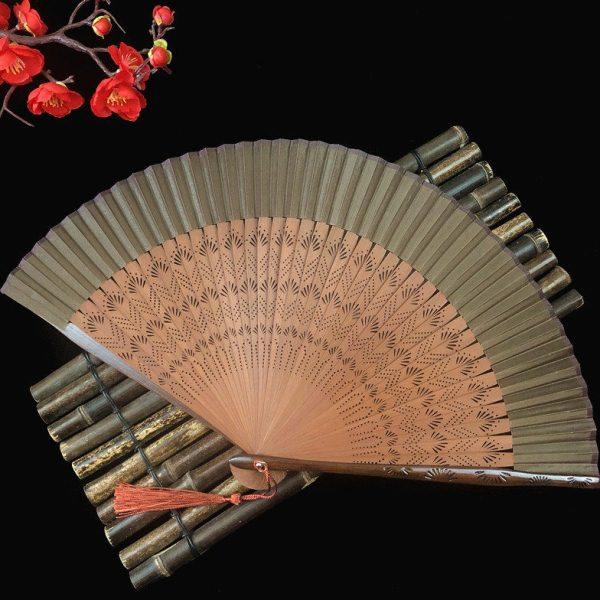 复古风扇子折扇中国风日式和风折扇子雕刻纯色女士舞蹈扇包邮