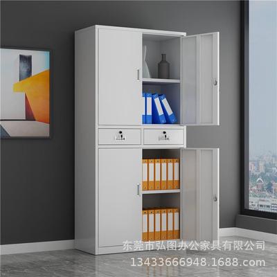 二二门通铁门通铁加厚资料柜对开柜铁皮书柜多隔层带文锁柜2门柜