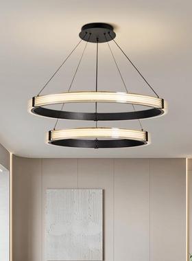 意式简客厅吊灯现代简约创意圆性lo极ft挑高72322轻奢大气主灯环