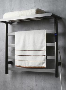 白色智电能加热毛巾家用浴室烘干架不锈钢INT碳纤架维热毛巾杆浴