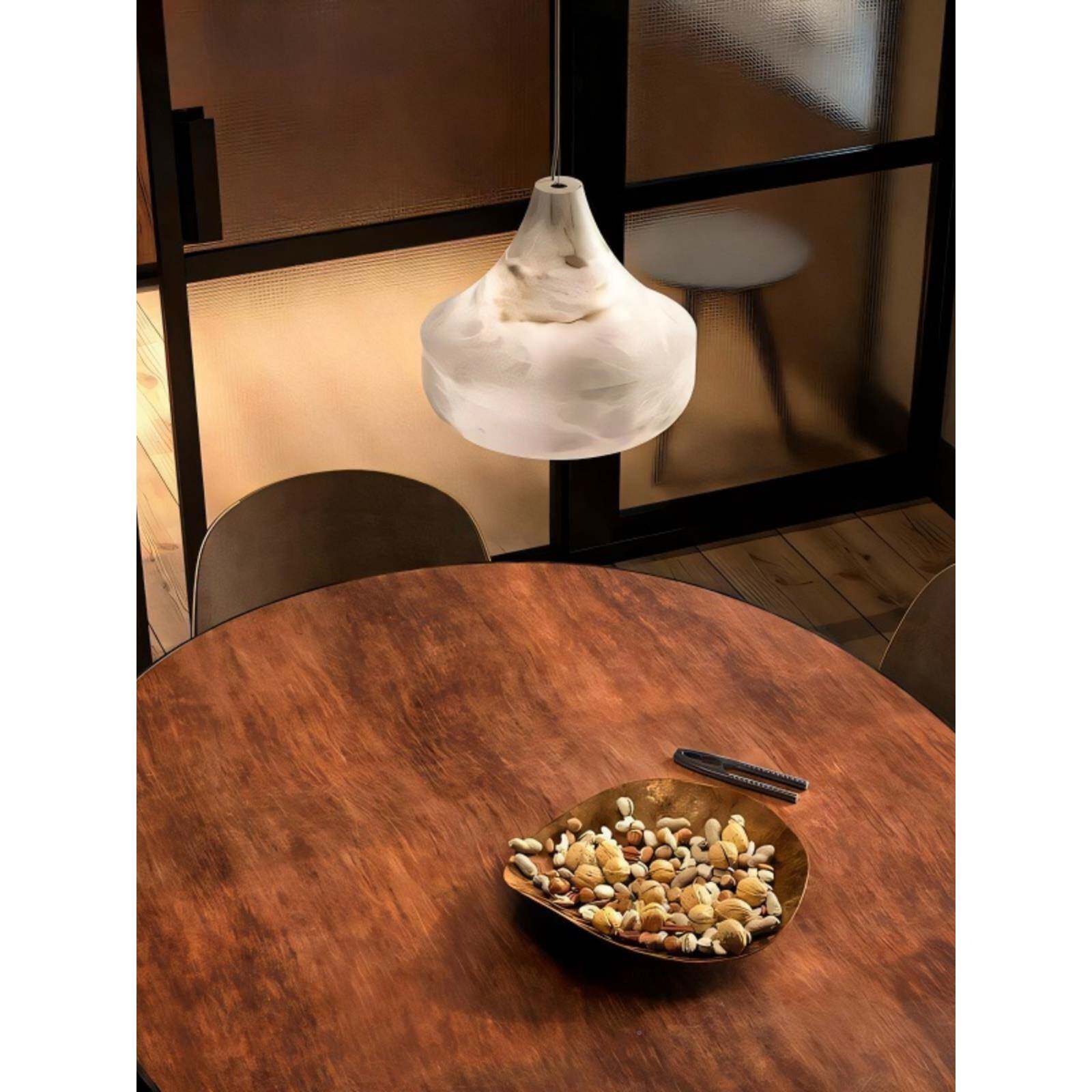 墅设计师Z994EIE餐厅L吊灯别店轻奢风西班牙进口云石圆形餐酒桌灯