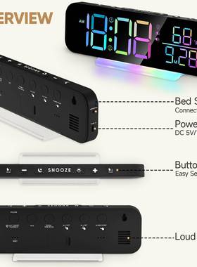 新款RG幻彩震动电子钟B时年钟挂钟闹钟彩GS-G9LE色D数字万历挂钟