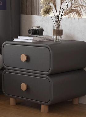 风床头边柜子新款家用OGW油卧室皮质床柜简约现代免安装小型收纳