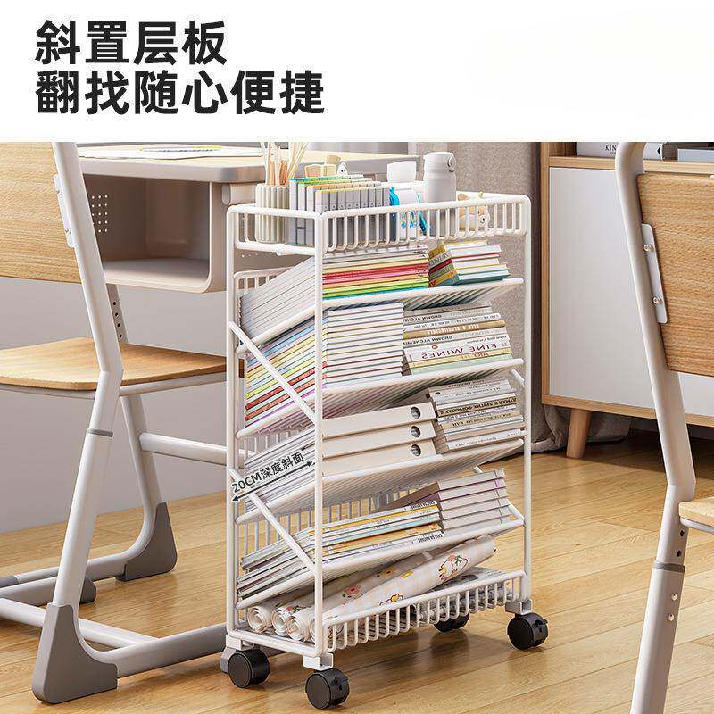 书架可轮移动桌桌边收纳架教课旁学F98H68M8生放书本架子带置物架