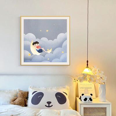 间读书可的孩子儿童房装饰画男孩爱女孩卧室床头挂画爱EGE房壁画