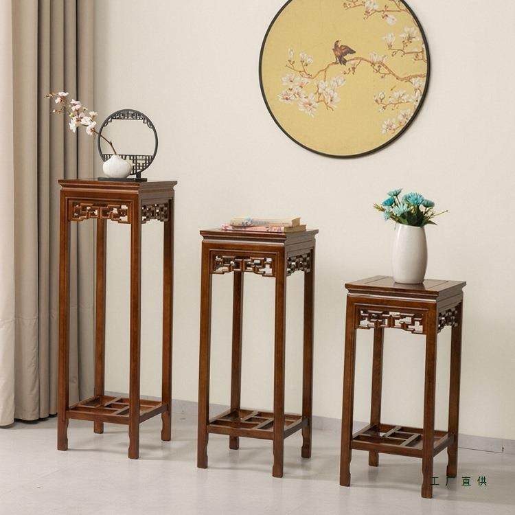 实木花榆架内中式宋徽宗客厅985落地式景红橡木盆鱼缸简约室承重