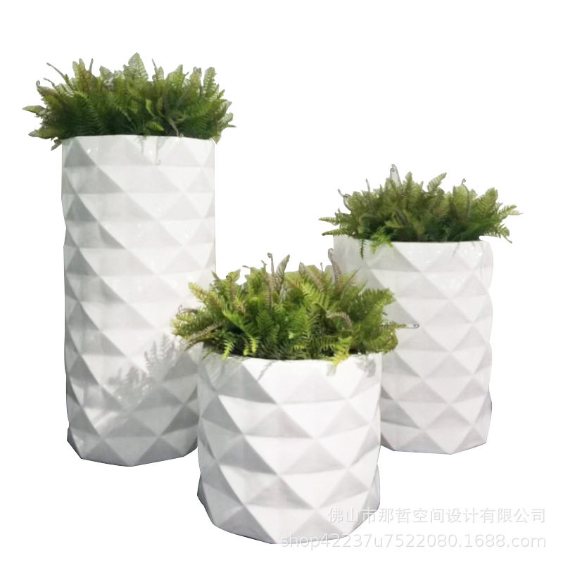 简约玻璃钢落地花盆组合装饰摆件