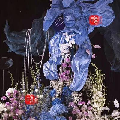 J^婚巨庆成大型VWW手工花品纸花婚礼布置舞台背景装饰橱窗型纸褶
