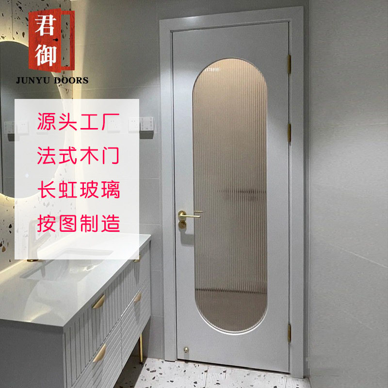 美法式长复合烤漆虹玻璃圆弧带扣线白色现代简约厨房卫生间木门