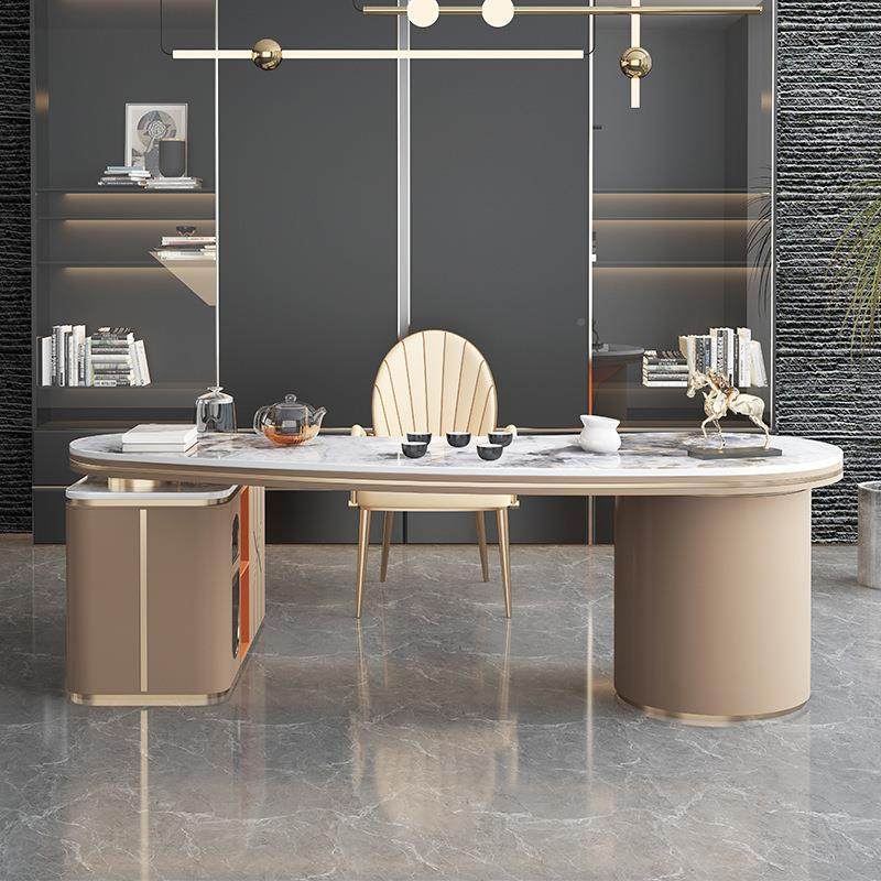 现代岩板茶办公桌一体轻奢桌YVV简约家用功夫茶泡设计台师茶桌椅