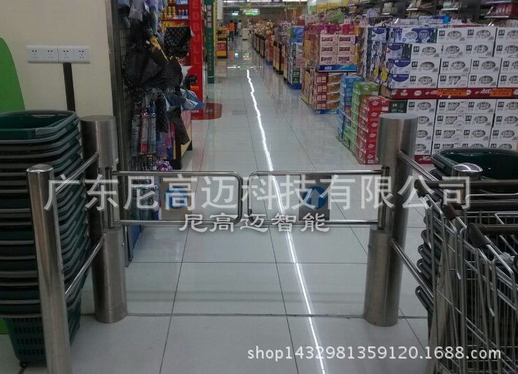 超市进出口器 手推购物车通道单向感应自动摆门 不锈钢禁行挡门