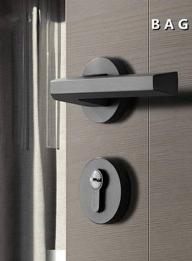 BAB灰色磁吸G锁室门内卧室房黑门锁房间木门锁极ZVA简家用静音分