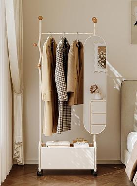 卧室挂衣架旋QYD转镜子带落地全家用入户门玄关可动衣帽移架一体