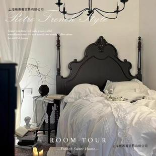 美式 实木床古雕花床头高床头单双主ARH直次卧家典用床人婚床厂家