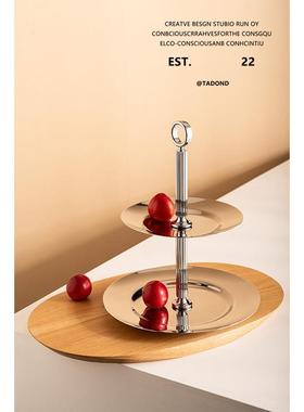 欧式不锈双钢蛋糕架子CYV轻奢下午茶蛋糕架展示托盘甜品架层水果